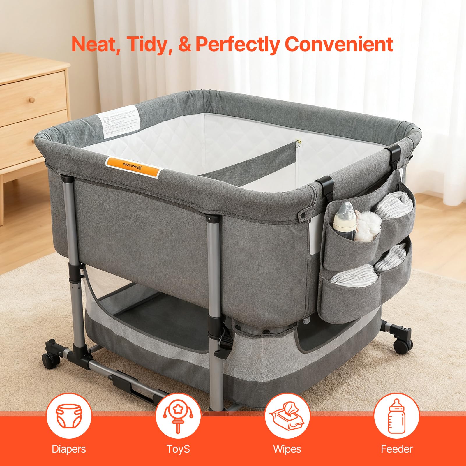 Cutebeams fabric is washable and stain-resistant for easy cleanup in the nursery.