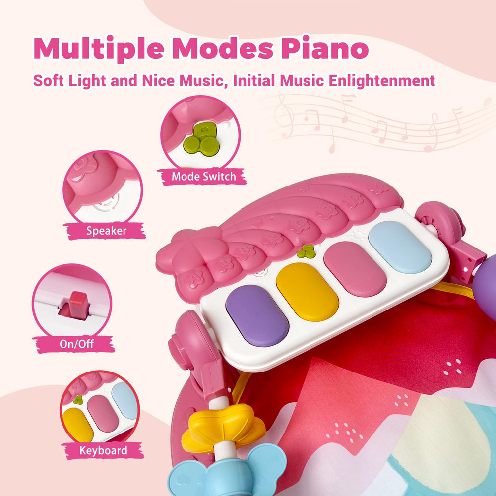 Rotatable piano with light up keys supports early rhythm and hand eye coordination