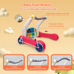 Cuterabit Push Walker demonstrates adjustable height for growing infants.
