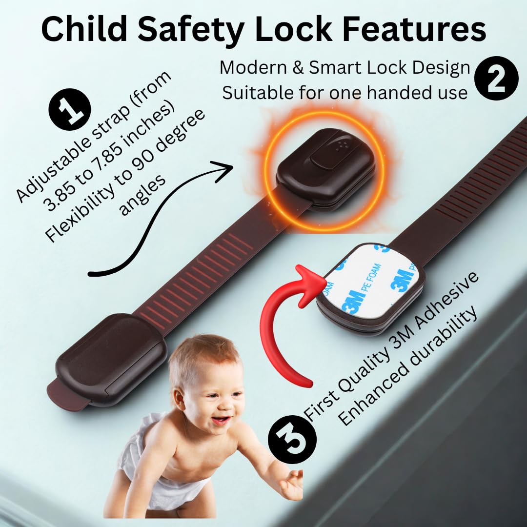 CUTESAFETY adjustable-length strap demonstrates flexible fit on various surfaces.