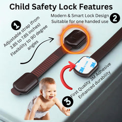 CUTESAFETY adjustable-length strap demonstrates flexible fit on various surfaces.
