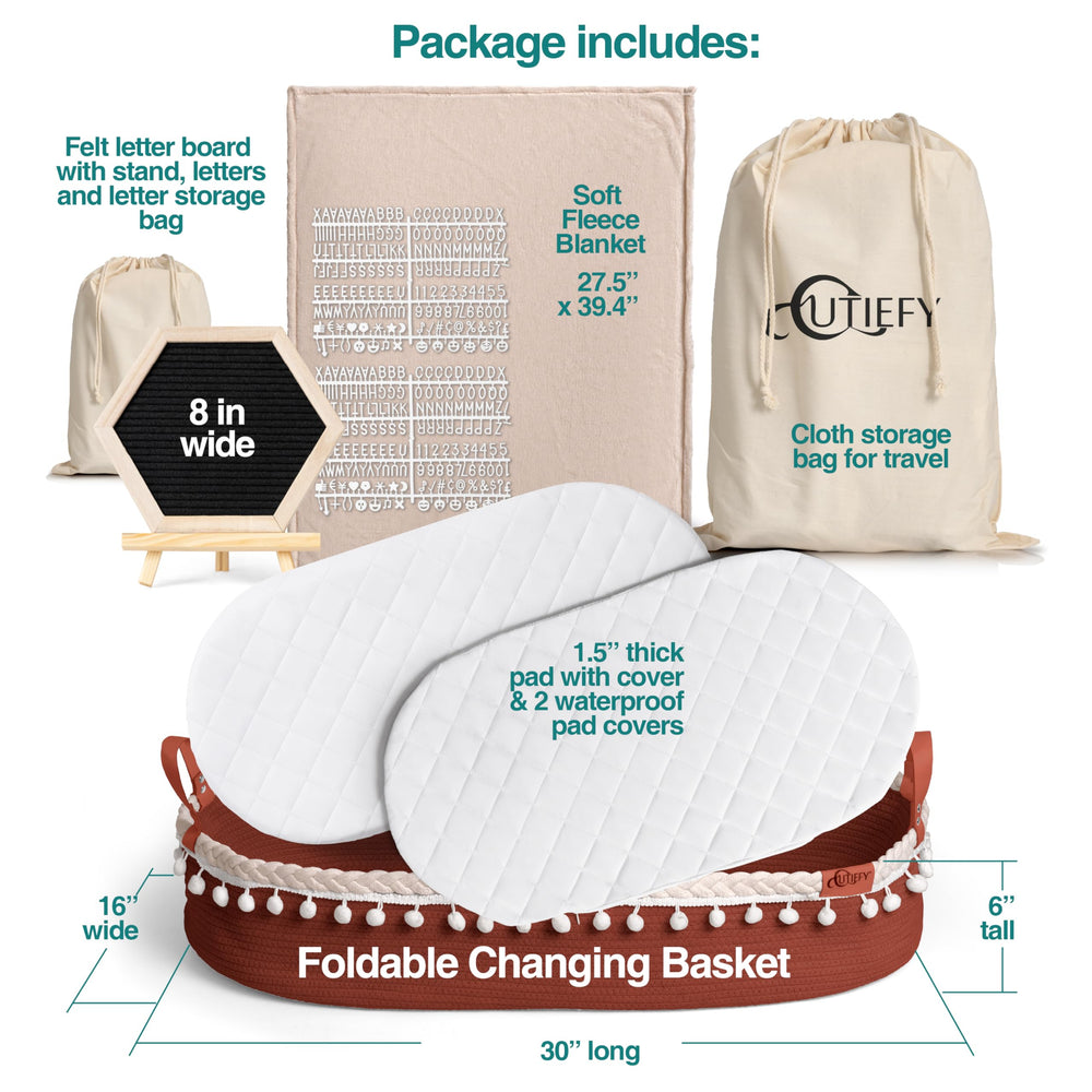 Cutiefy Baby Changing Basket includes fleece blanket for extra coziness.