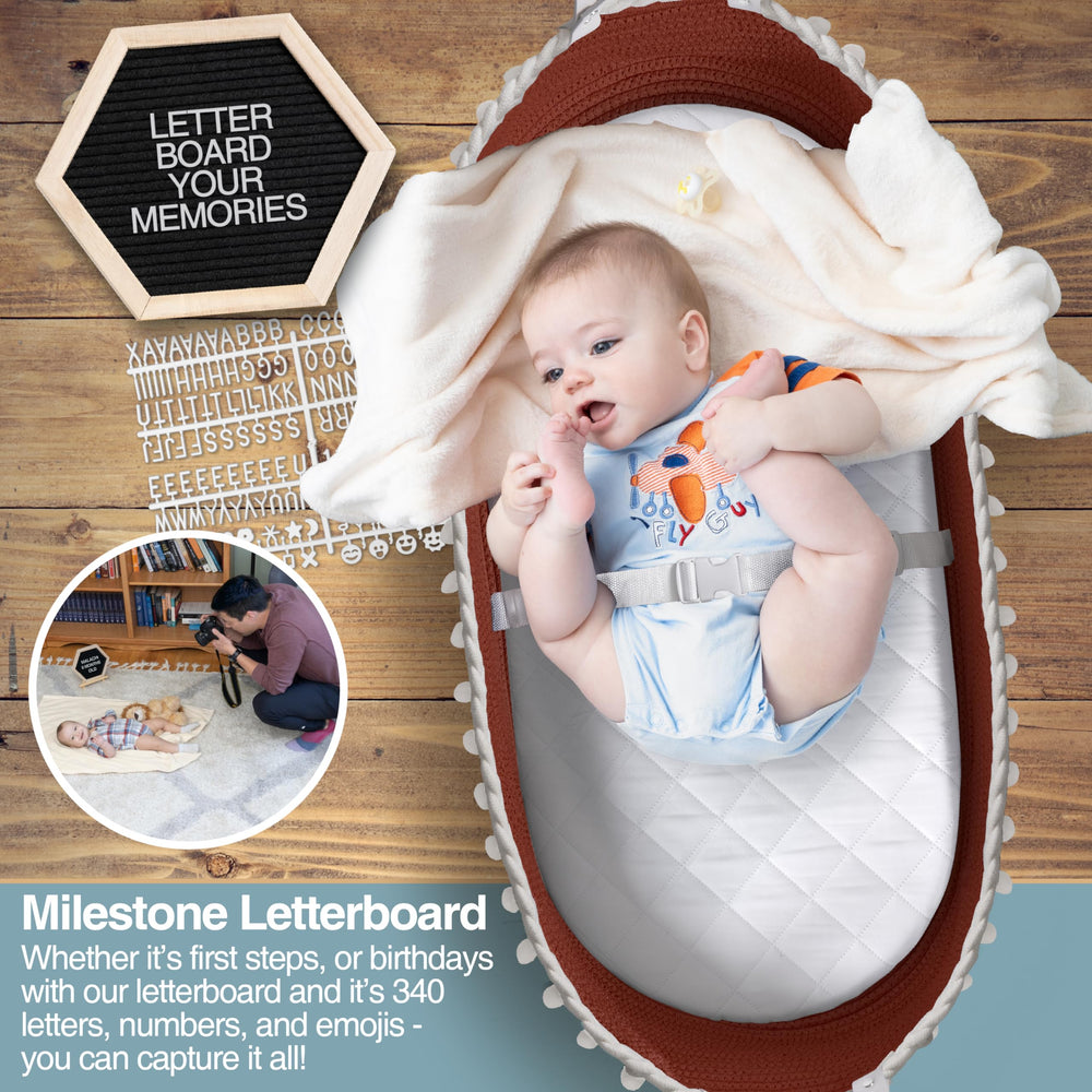 Cutiefy Baby Changing Basket with leather handles for quick transport.