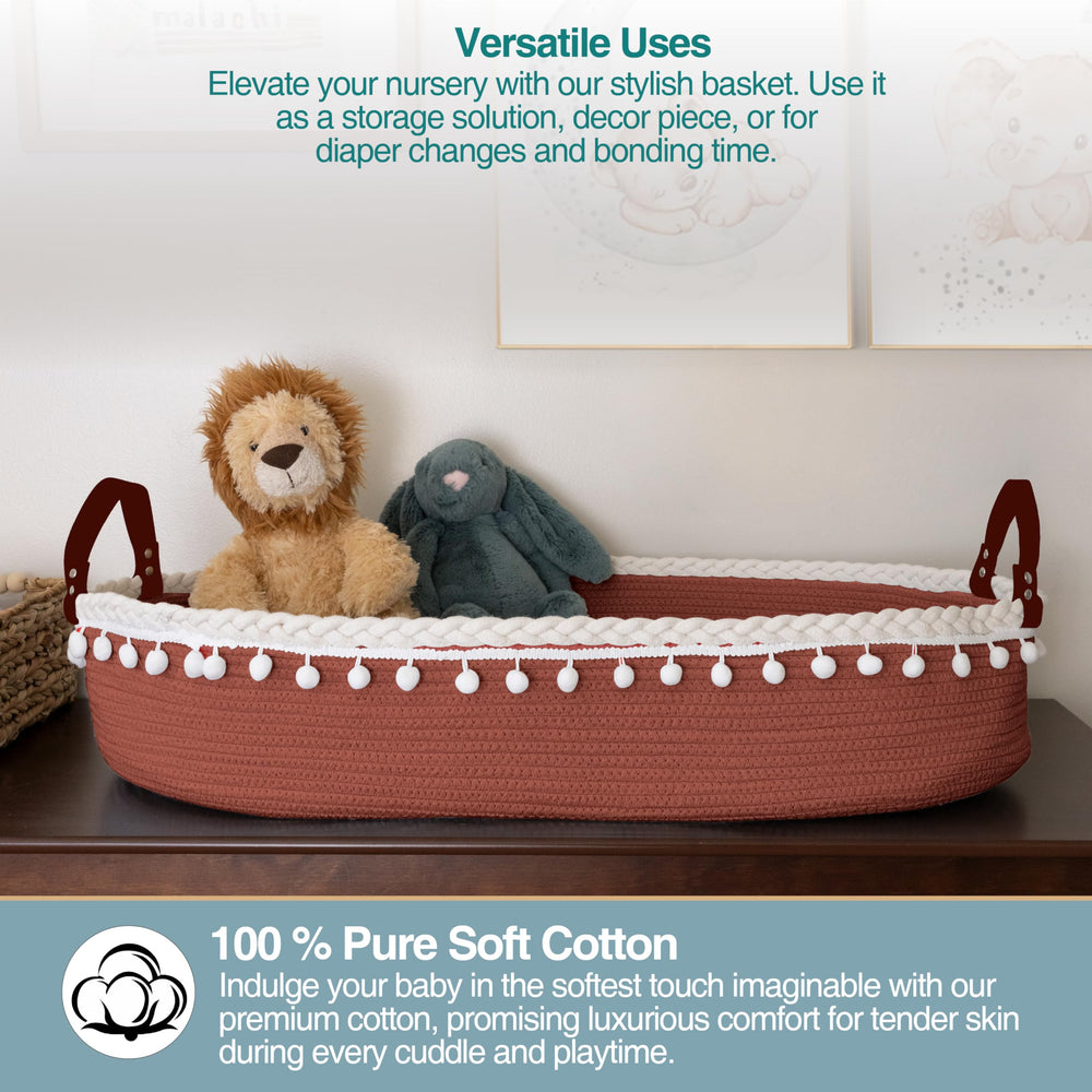 Cutiefy Baby Changing Basket with washable pad covers for clean maintenance.
