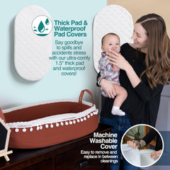 Cutiefy Baby Changing Basket with 1.5-inch waterproof pad for comfortable diaper changes.
