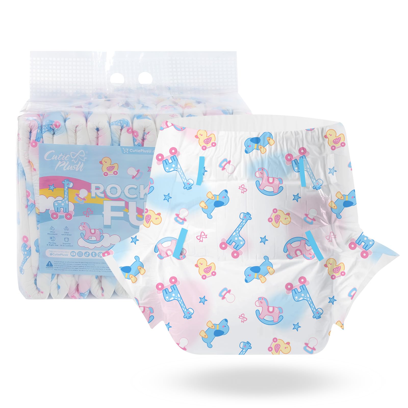 CutiePlusU adult diapers with outer PE back sheet for secure protection.