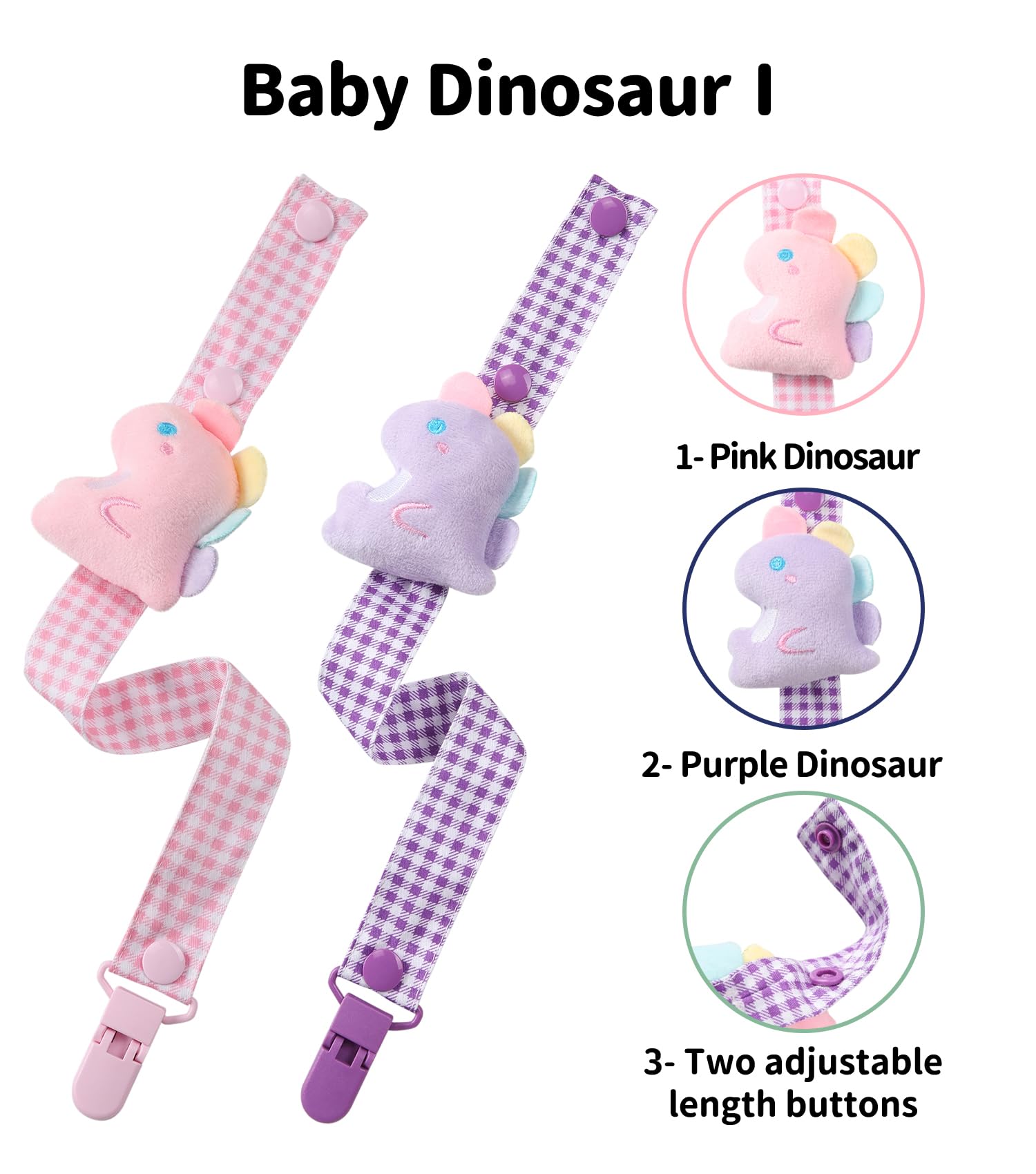 CutiePlusU adult pacifier clip with two-tone plush adds playful style.