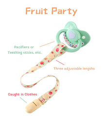 CutiePlusU cherries pacifier clip keeps the pacifier handy during outings.