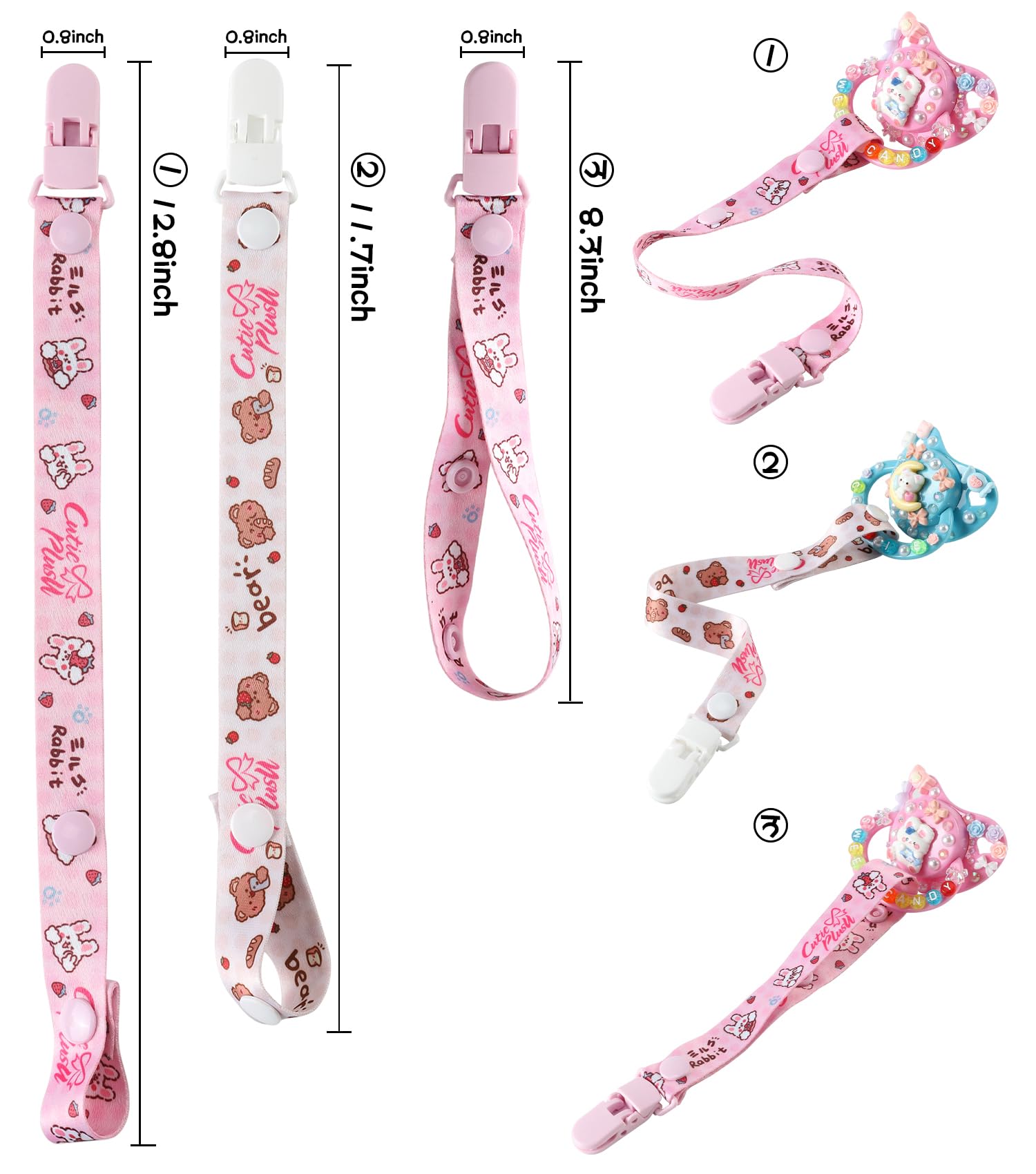 CutiePlusU easy-attach pacifier strap helps you fasten to any pacifier quickly.