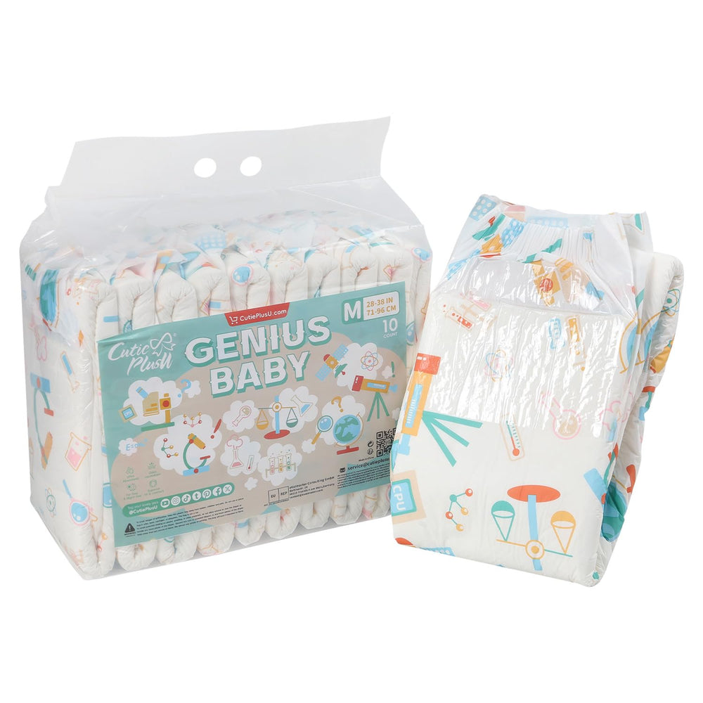 CutiePlusU Genius Baby diaper packaging shows a convenient 10-piece set