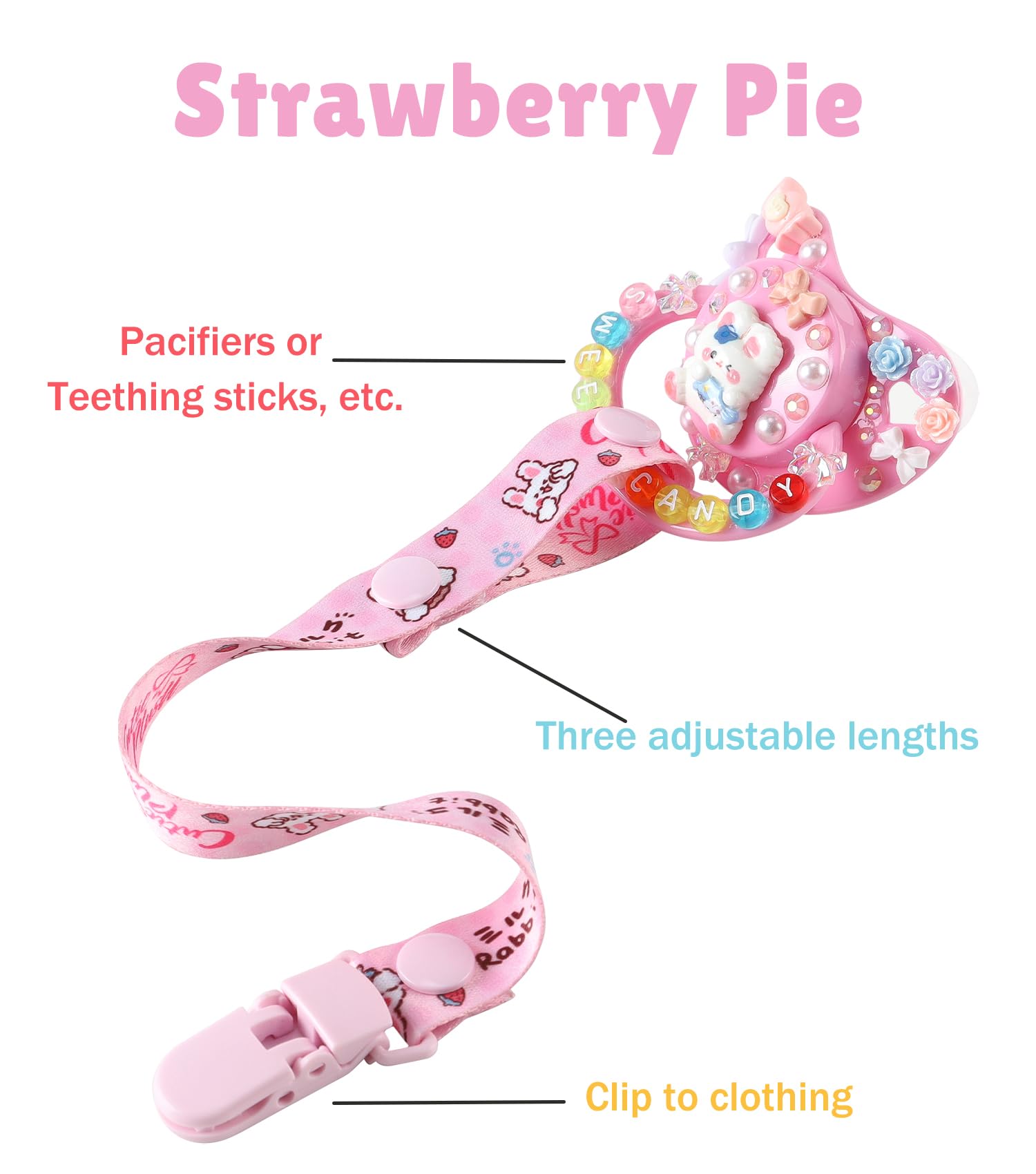 CutiePlusU lightweight pacifier clip BPA-free, gentle on clothing and daily use.