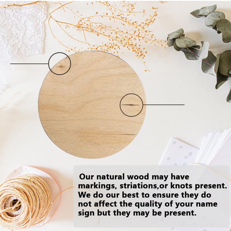Cuvstvo natural wood birth sign with markings adds rustic charm.