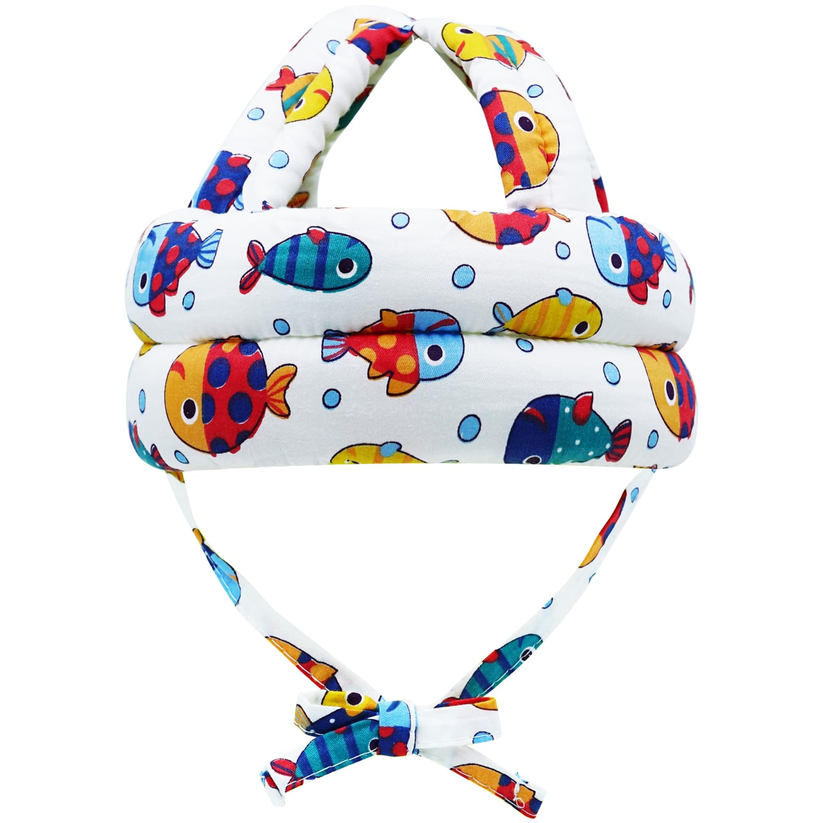 CUXFLS baby head protector, fish design, front view for gentle head protection during play.