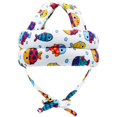 CUXFLS baby head protector, fish design, front view for gentle head protection during play.