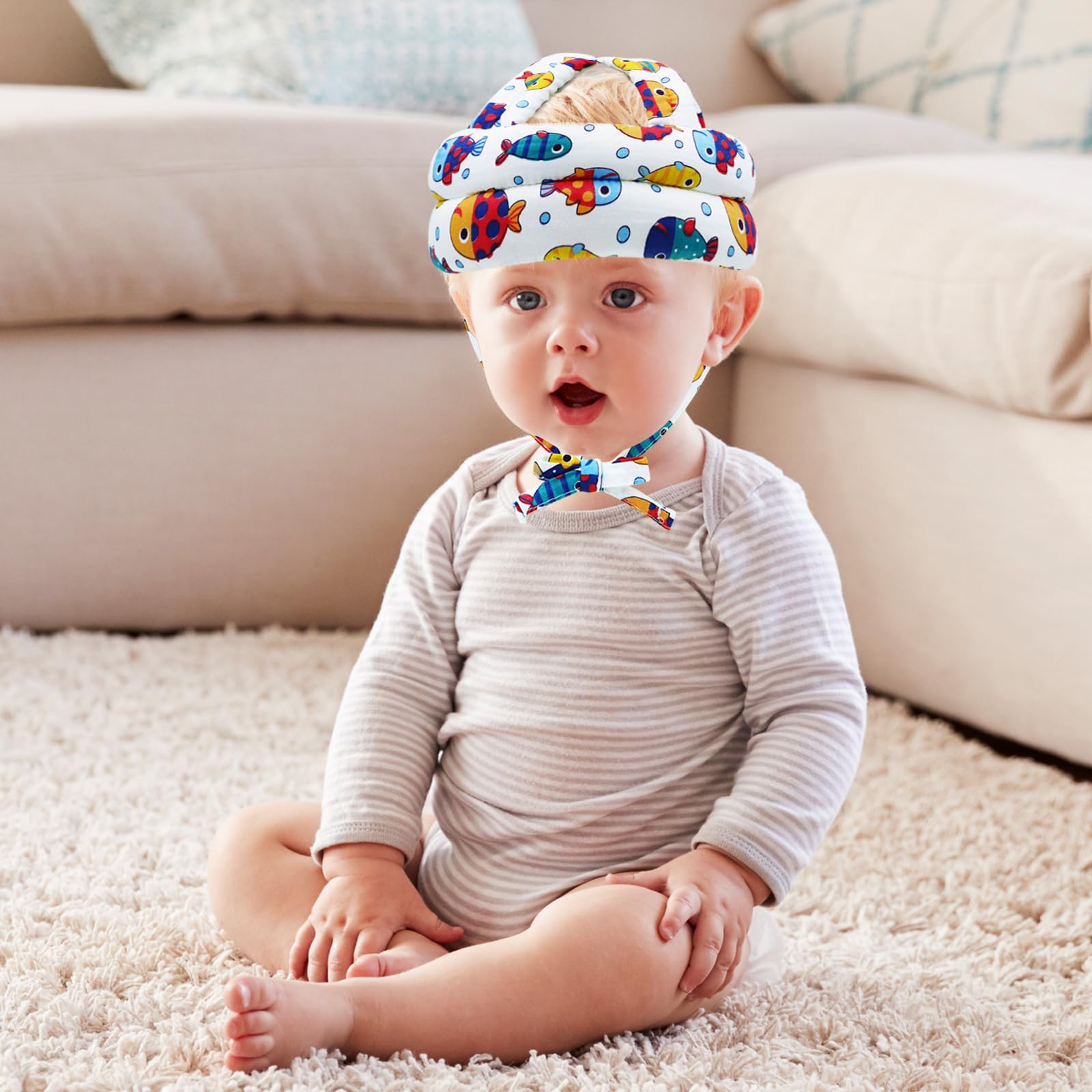 CUXFLS adjustable head circumference, 16-20 inches, fit safely as babies grow.