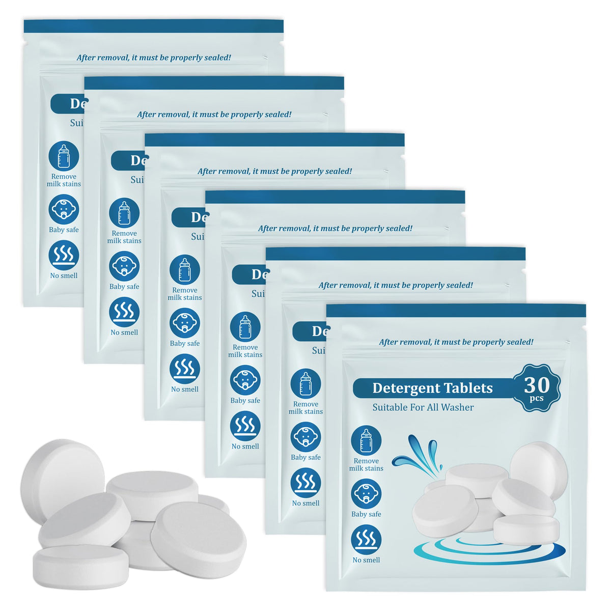 CUXFLS bottle washer tablets in resealable packs for easy storage and travel