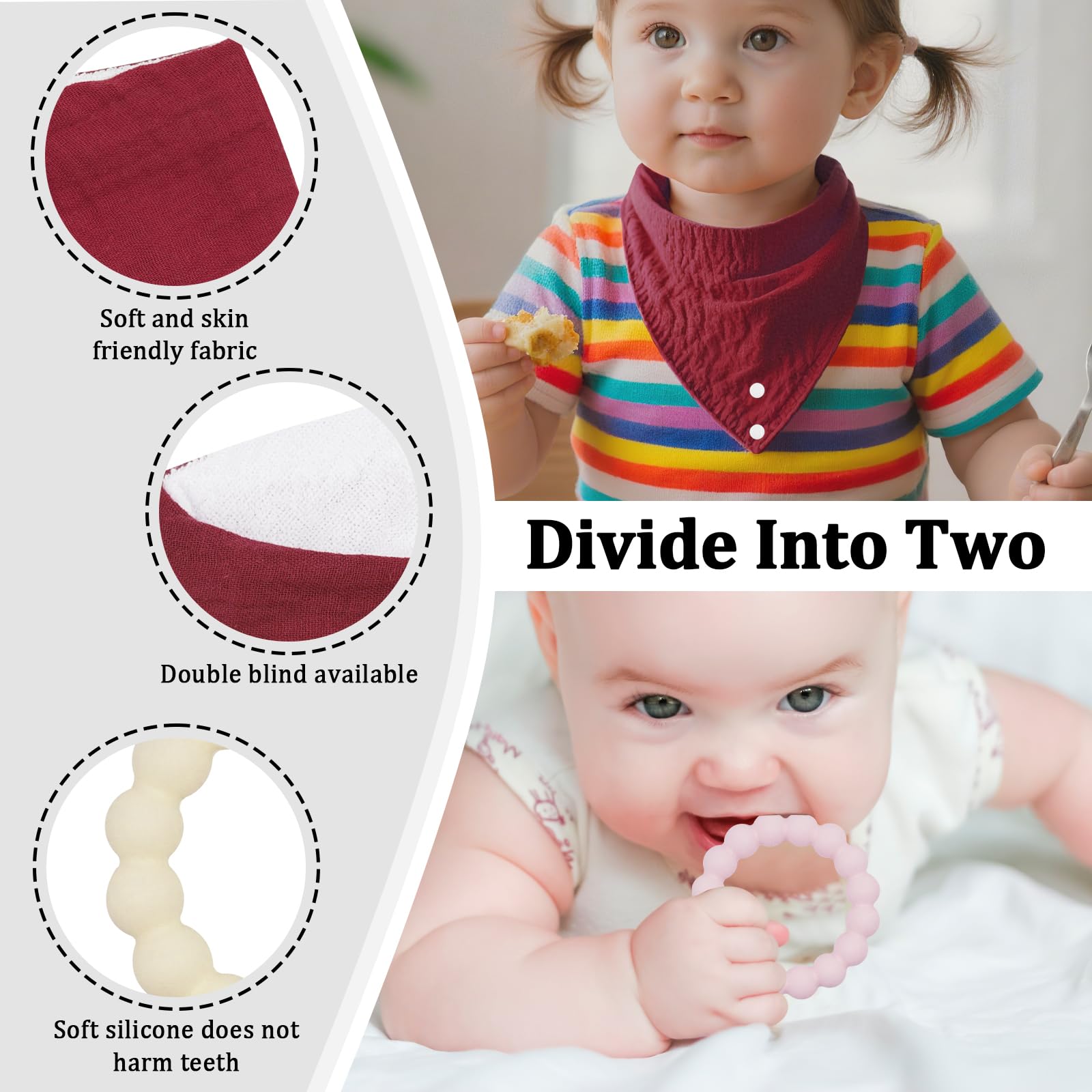CUXFLS Color2 silicone teether provides safe soothing relief.