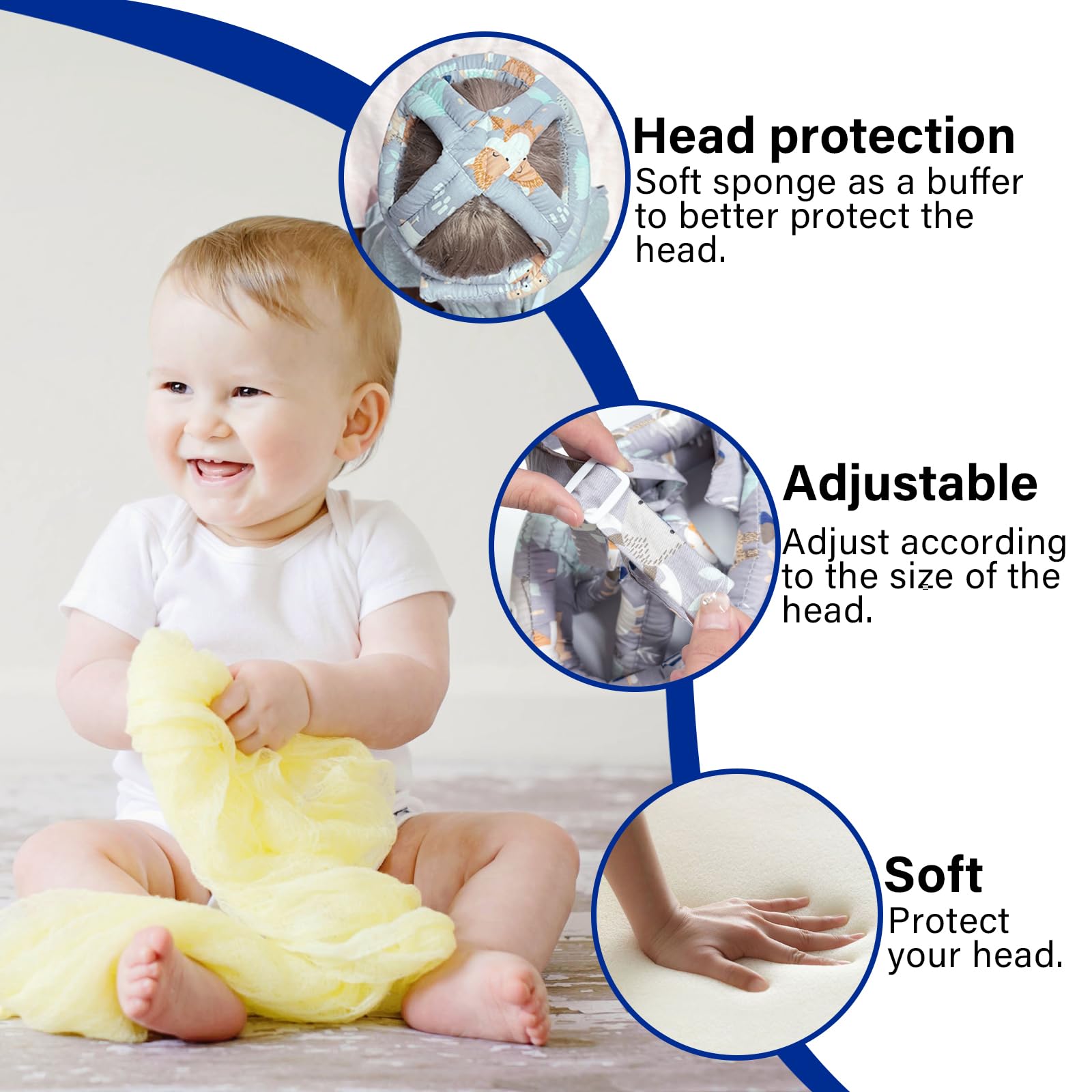 CUXFLS toddler helmet with adjustable strap for secure fit during walking