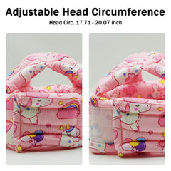 CUXFLS Unicorn head protector fabric closeup shows soft breathable material.