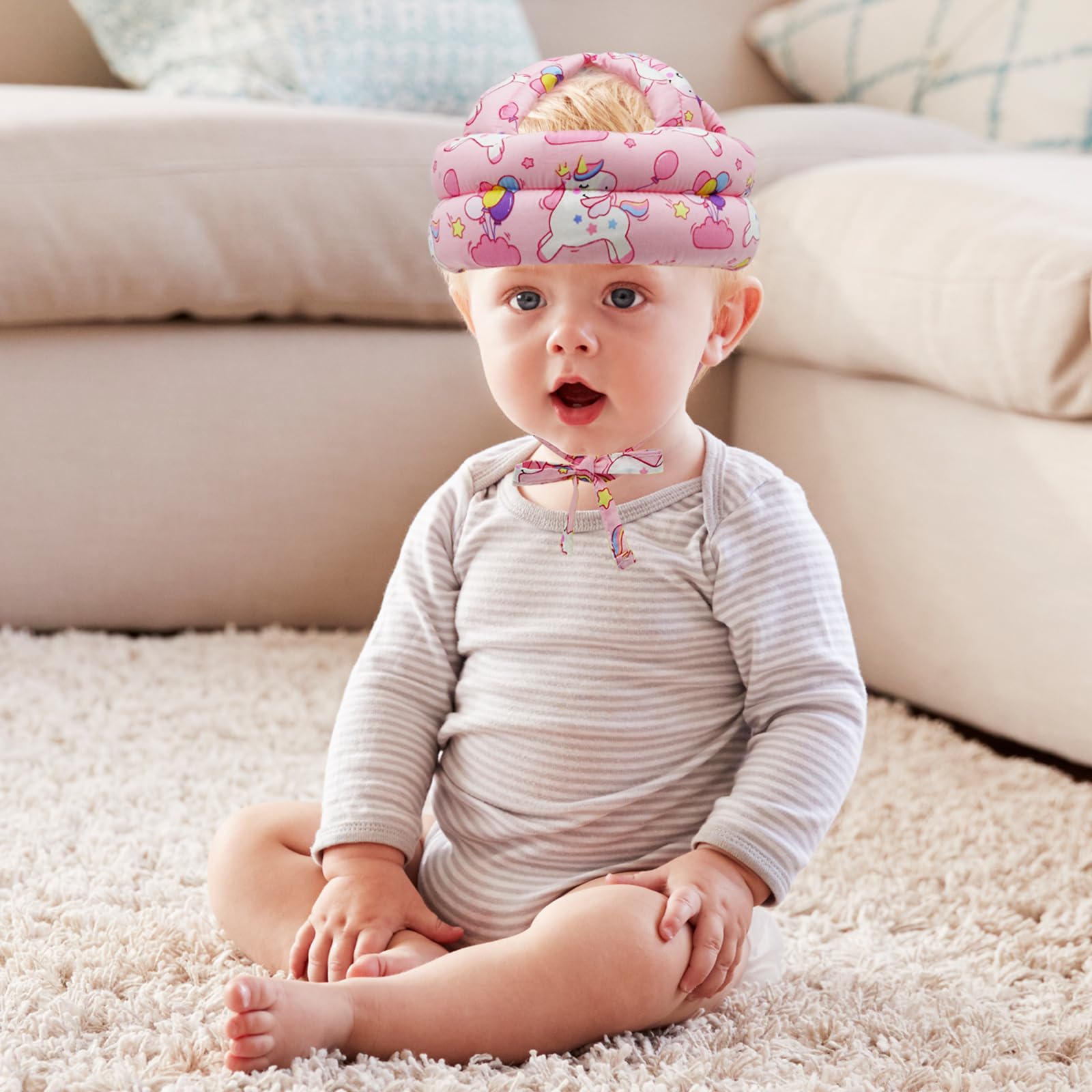 CUXFLS Unicorn helmet in use during indoor play demonstrates reliable head protection.
