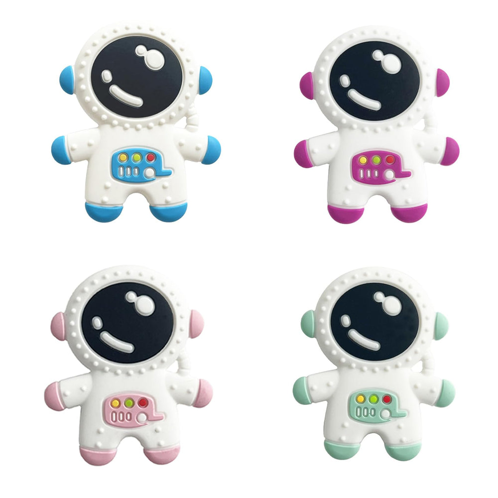 Cuxnoo spaceman teether in silicone for gentle gum relief.