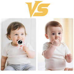 Cuxnoo soft BPA-free silicone teether soothing sore gums.