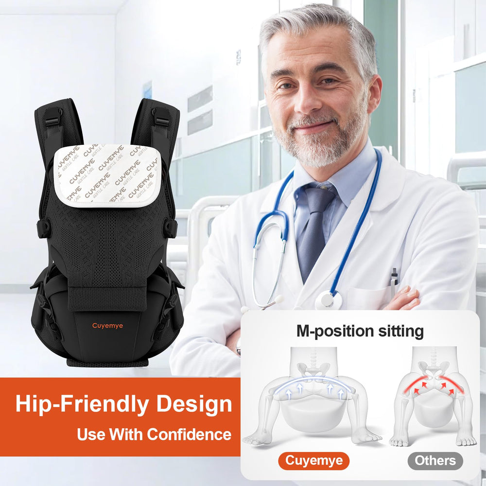 Cuyemye carrier features 3D airflow fabric to keep parent and baby cool