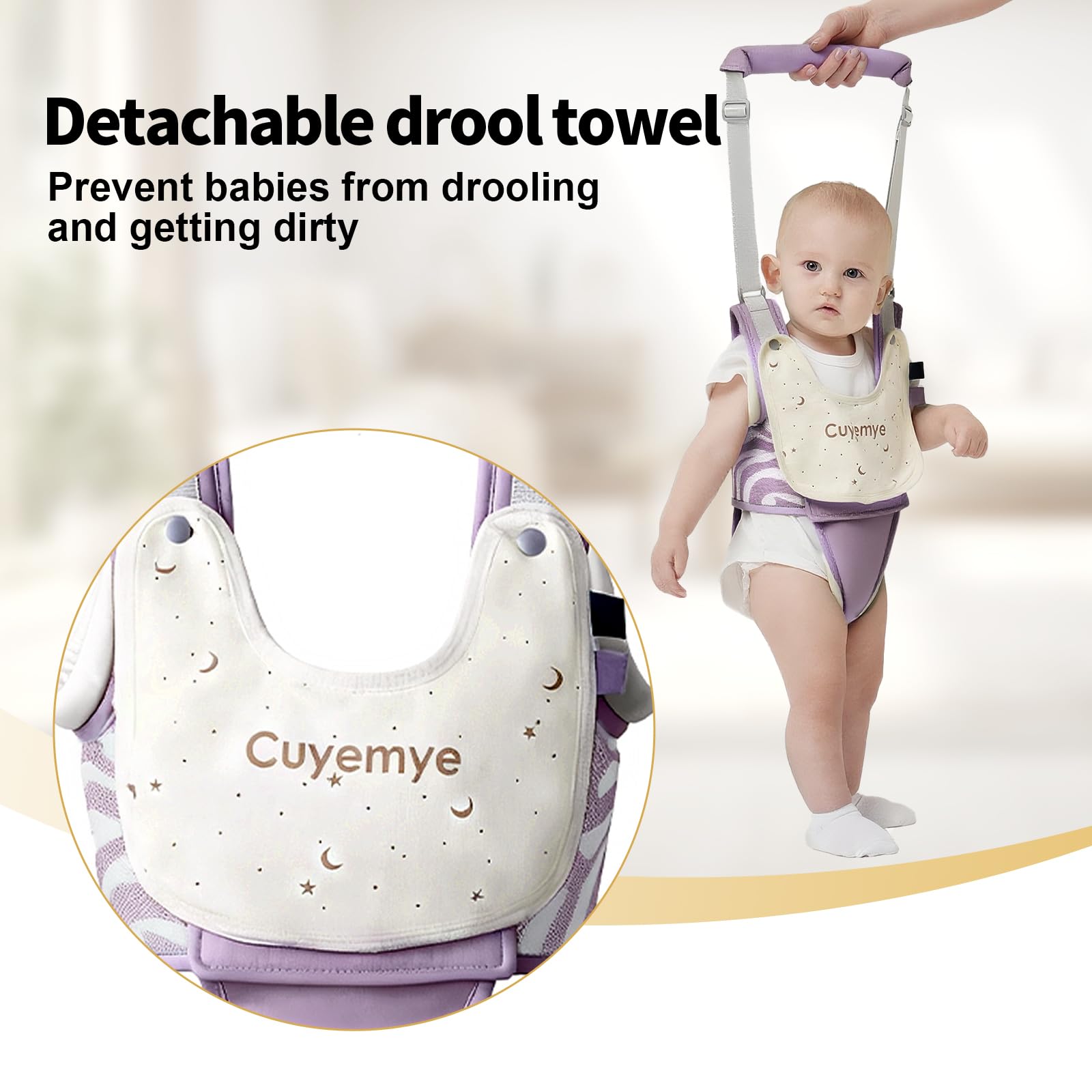 Cuyemye purple walking harness on toddler during practice