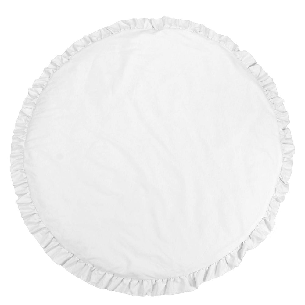 CVGAGIF white cotton round baby play mat front view highlights soft skin friendly fabric