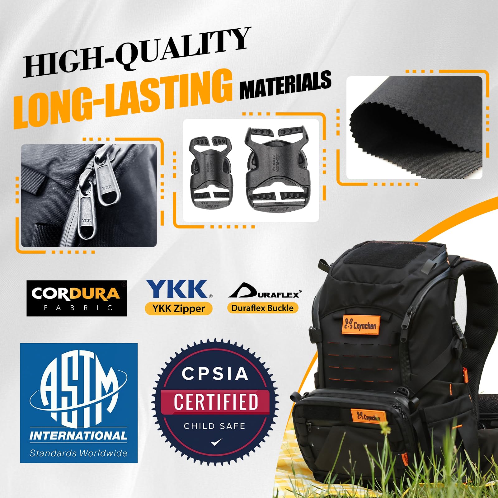 Cxynchen C1 500D nylon durability withstands daily adventures.