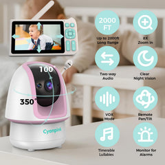 Cyanpink video baby monitor 1080p night vision for clear night viewing.