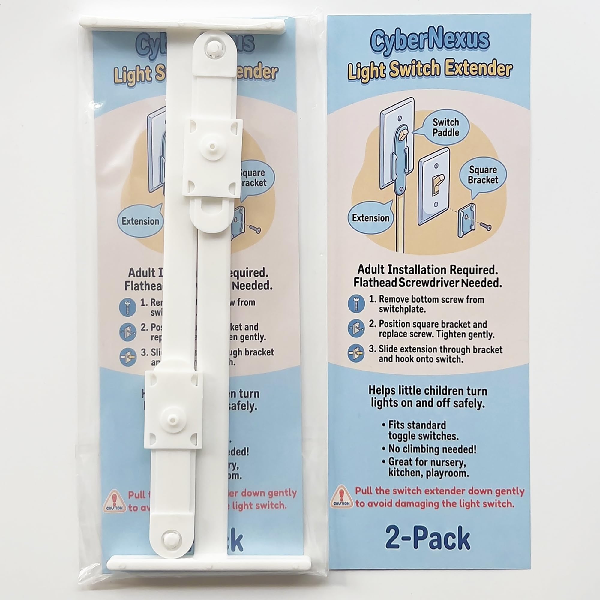 CyberNexus packaging design in white to blend with switch plates