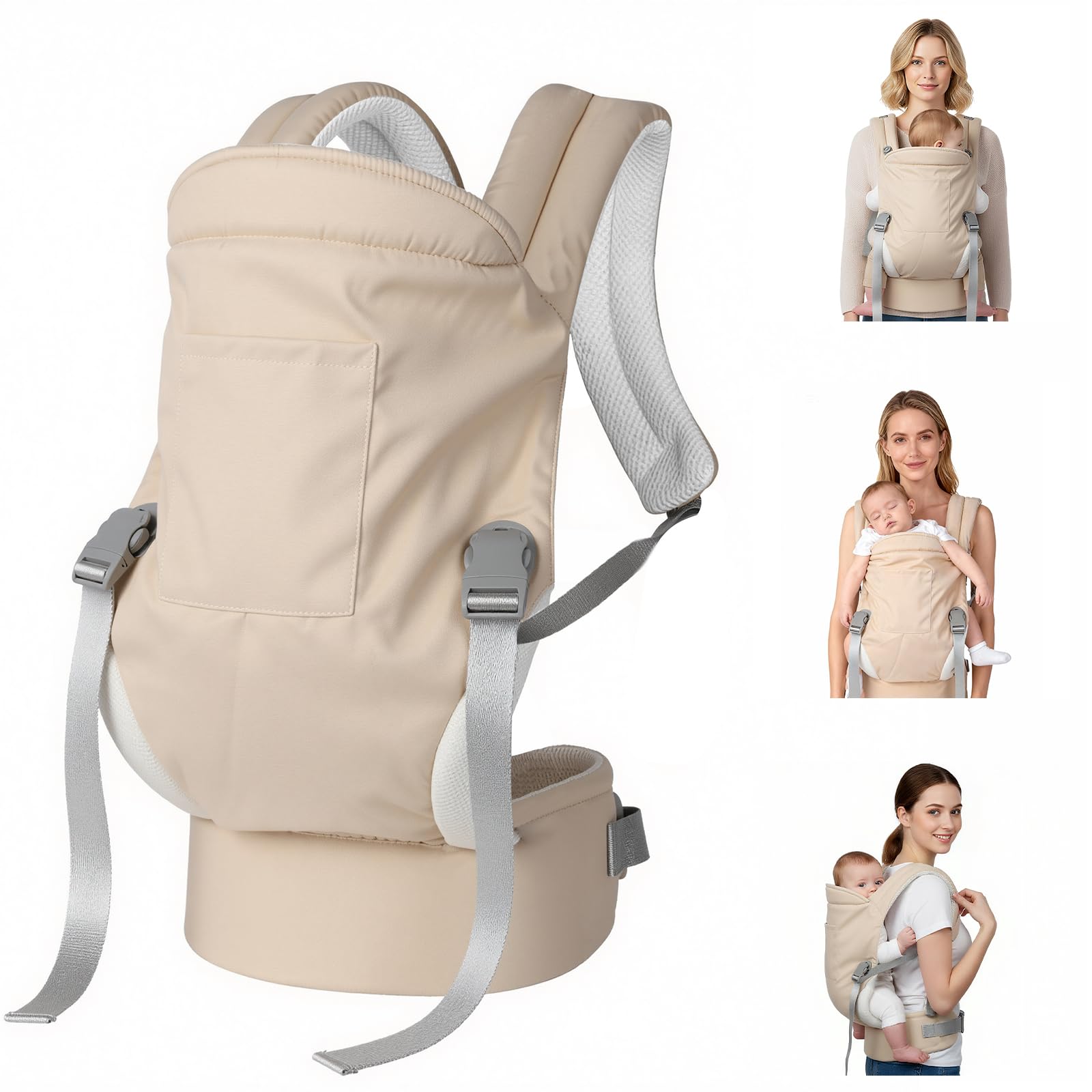 CycleMore baby carrier ivory with hip-healthy M-position supports growing infants