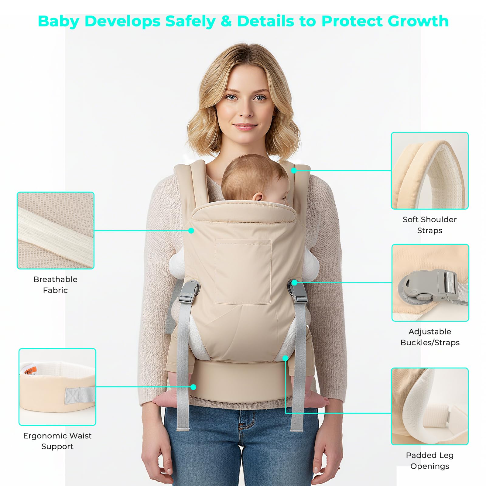CycleMore soft breathable fabric keeps baby comfy and parent cooler
