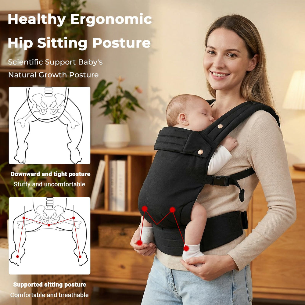 CycleMore hip-healthy seat demonstrates ergonomic baby positioning
