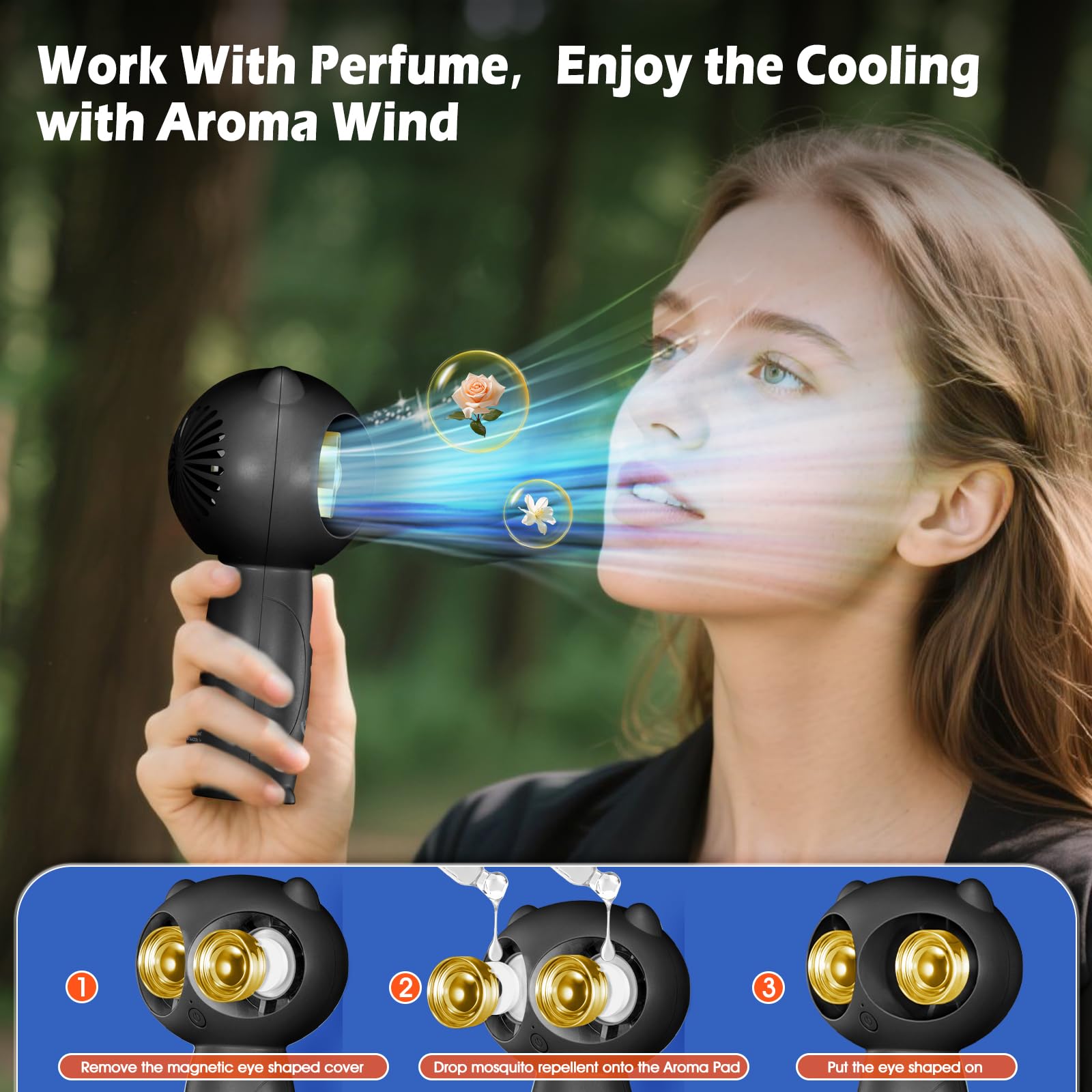 Cyfrone owl eyes hold fragrance pads for aroma option.