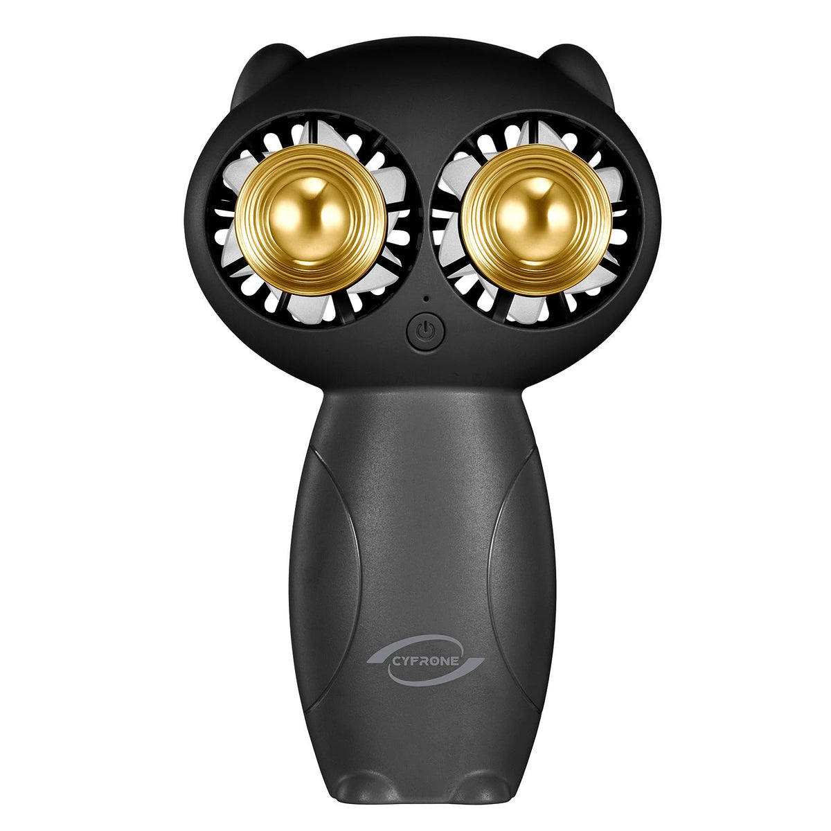 Cyfrone owl-shaped fan designed for travel and study use.