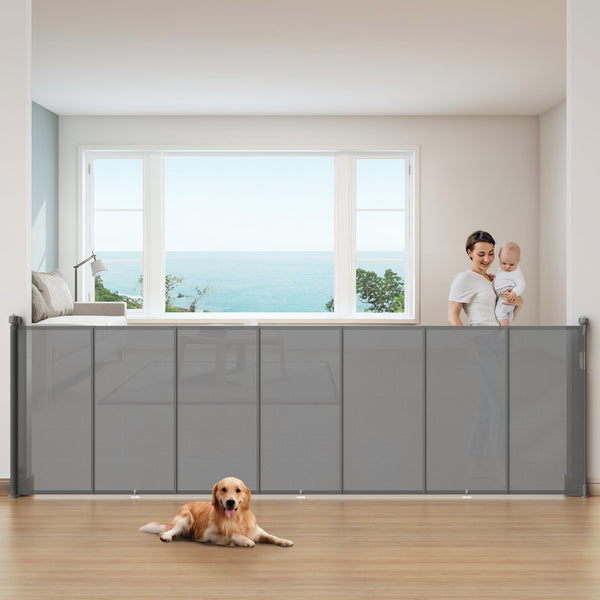 Cylrod 150-inch retractable gate extended to fit wide openings for stairs