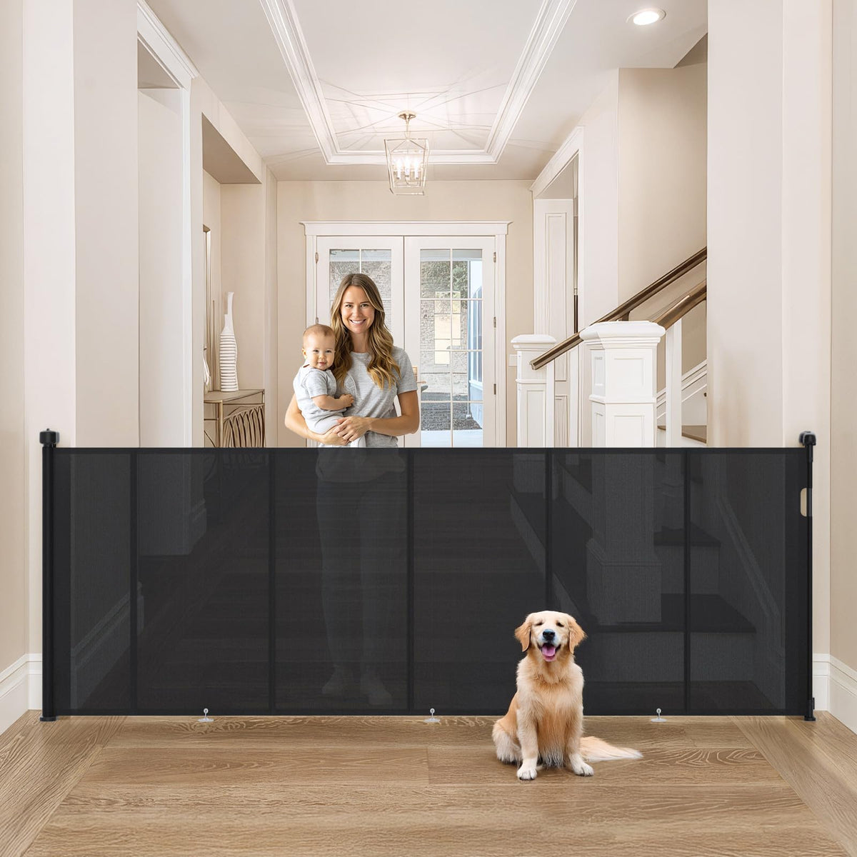 Cylrod upgrade retractable gate fully extended to 120 inches for wide openings