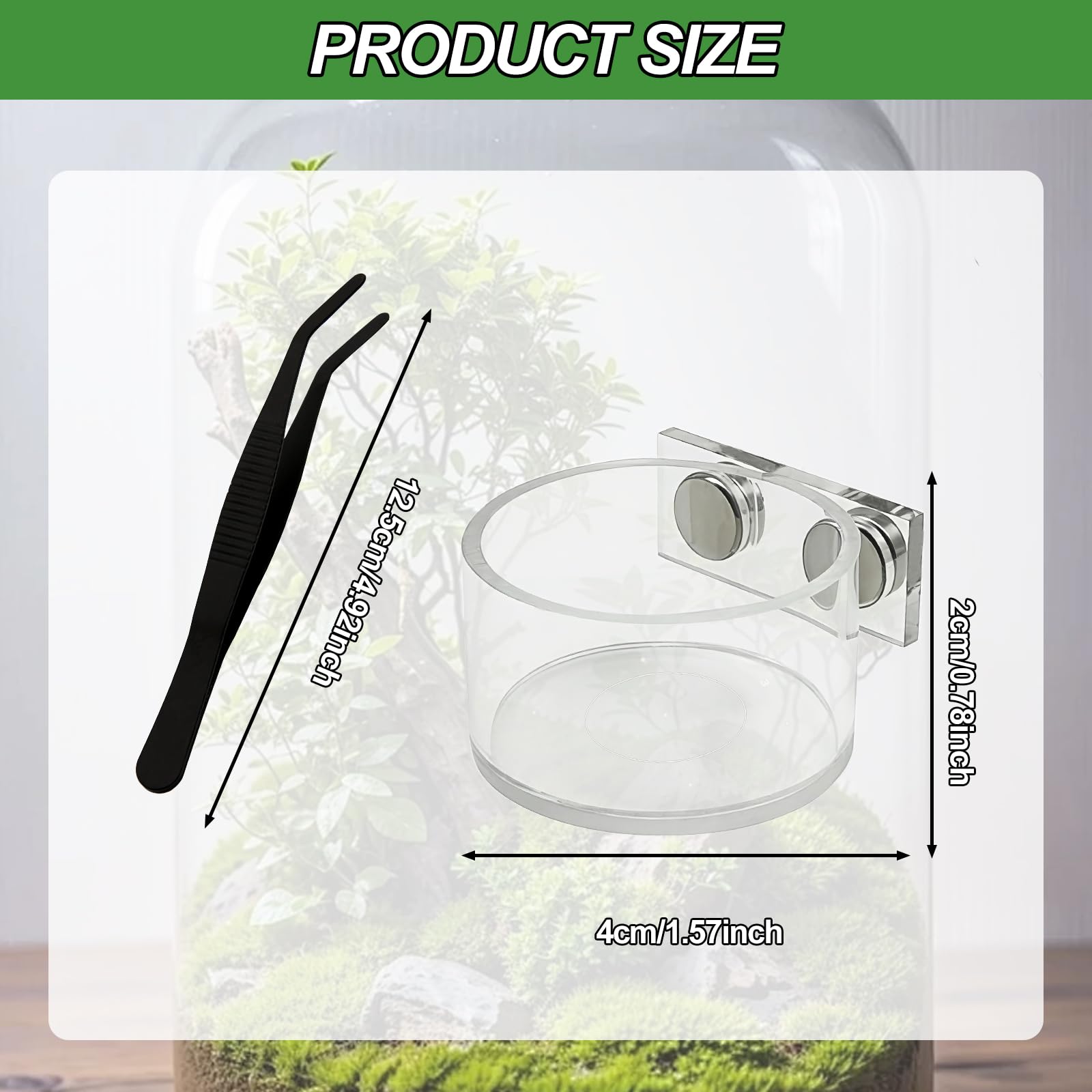 CYUXING magnetic plastic water bowl attached securely to the enclosure for hydration.