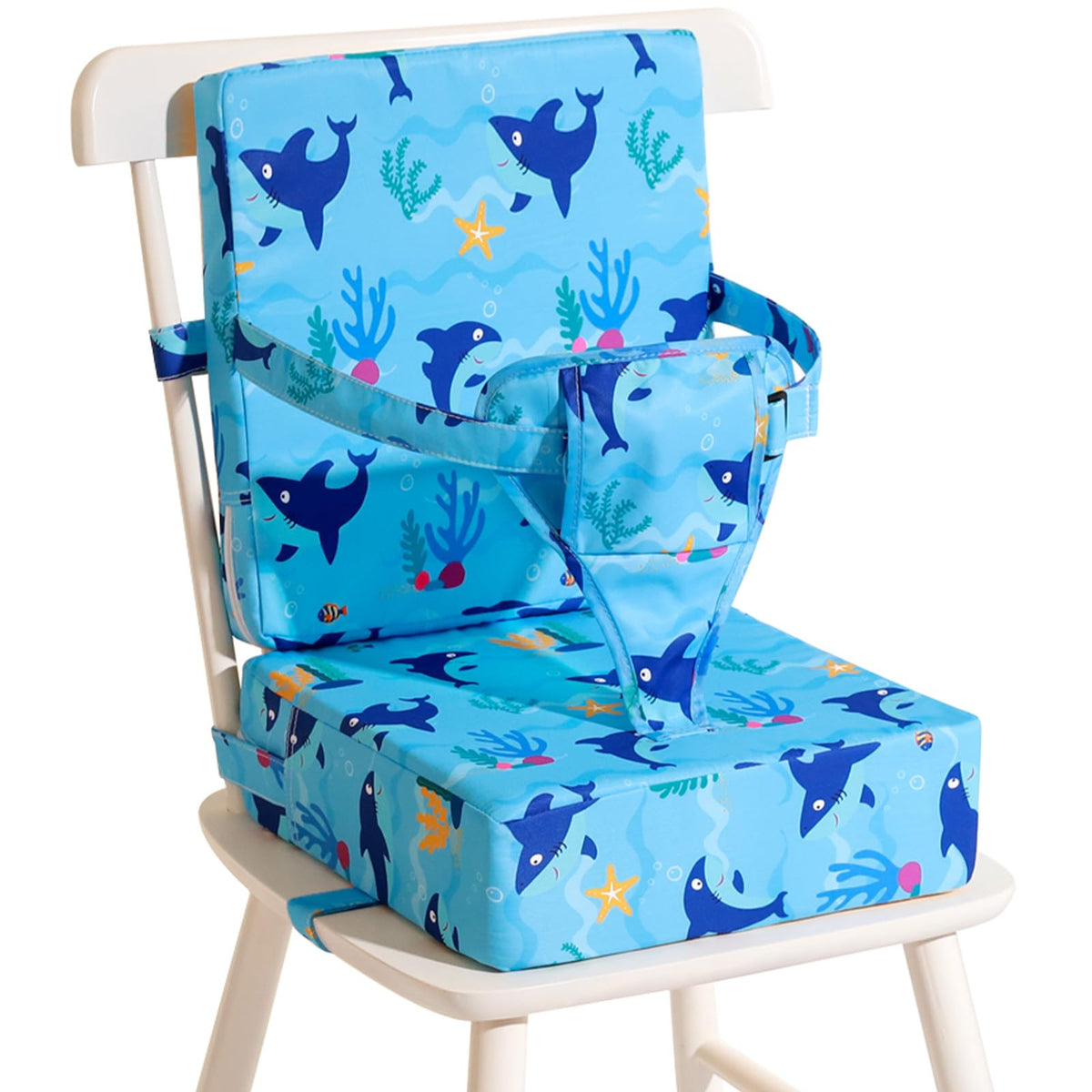 Czrrzl toddler booster seat with backrest at table for safer dining.