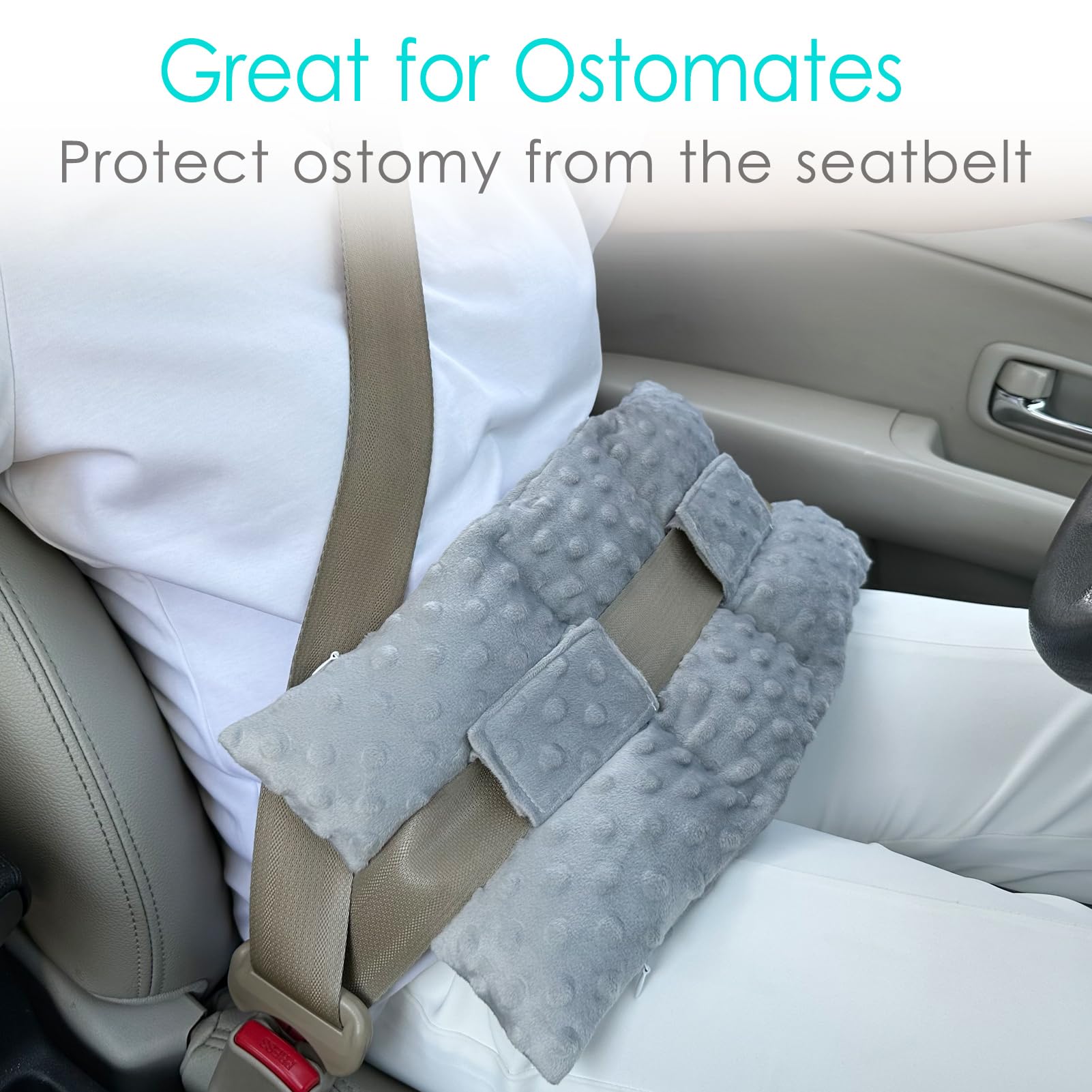 D. Cozy ostomy seatbelt pillow in-car use for comfortable drives.