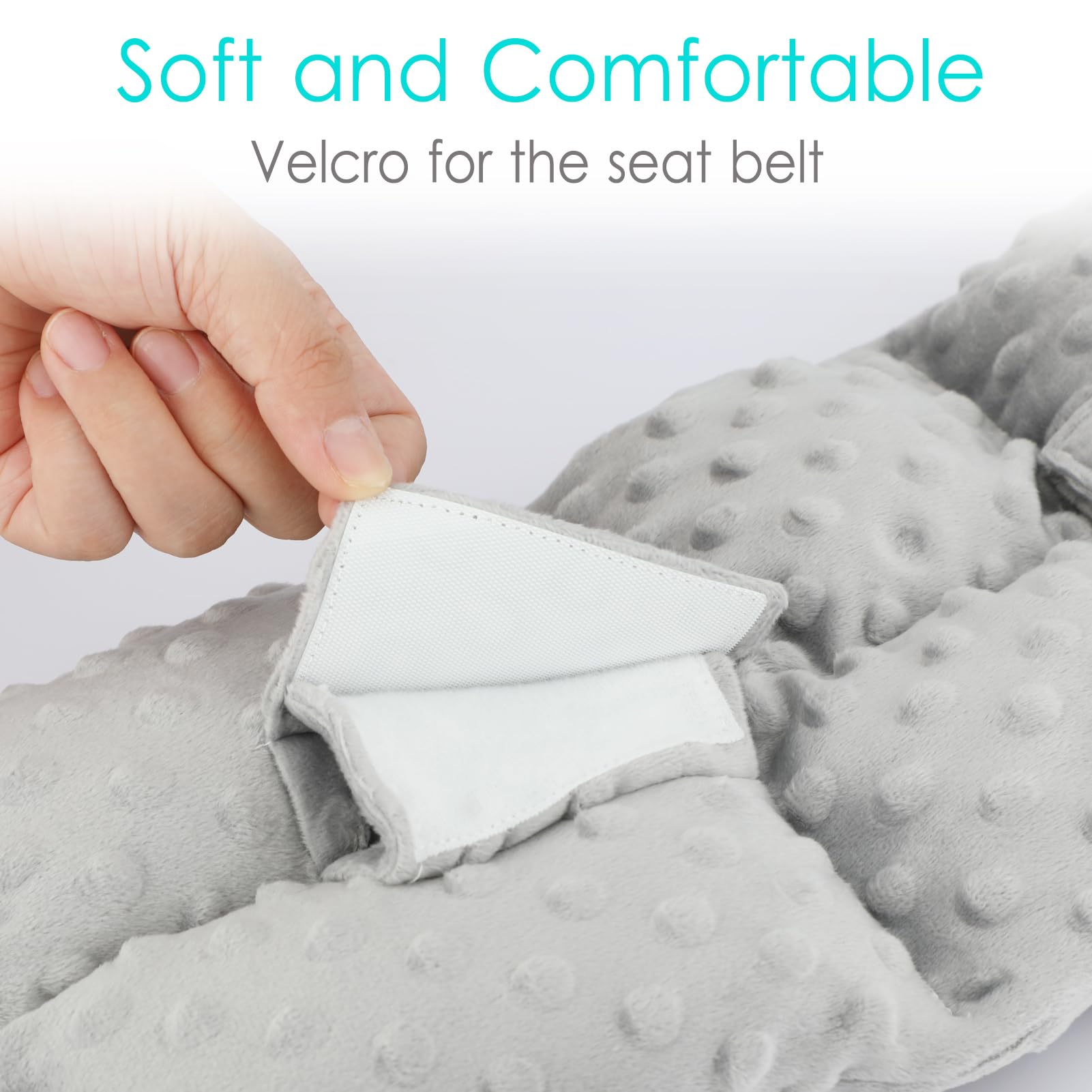 D. Cozy ostomy seatbelt pillow removable fill for custom firmness.