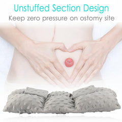 D. Cozy ostomy seatbelt pillow side view with adjustable wrap.