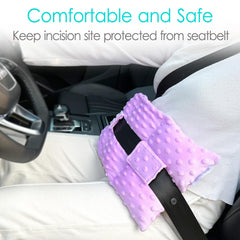 D. Cozy Ostomy Seat Belt Pillow side view showing belt wrap.