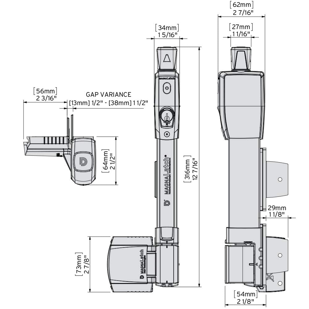 D&D MagnaLatch fits square posts on metal, vinyl, wood gates