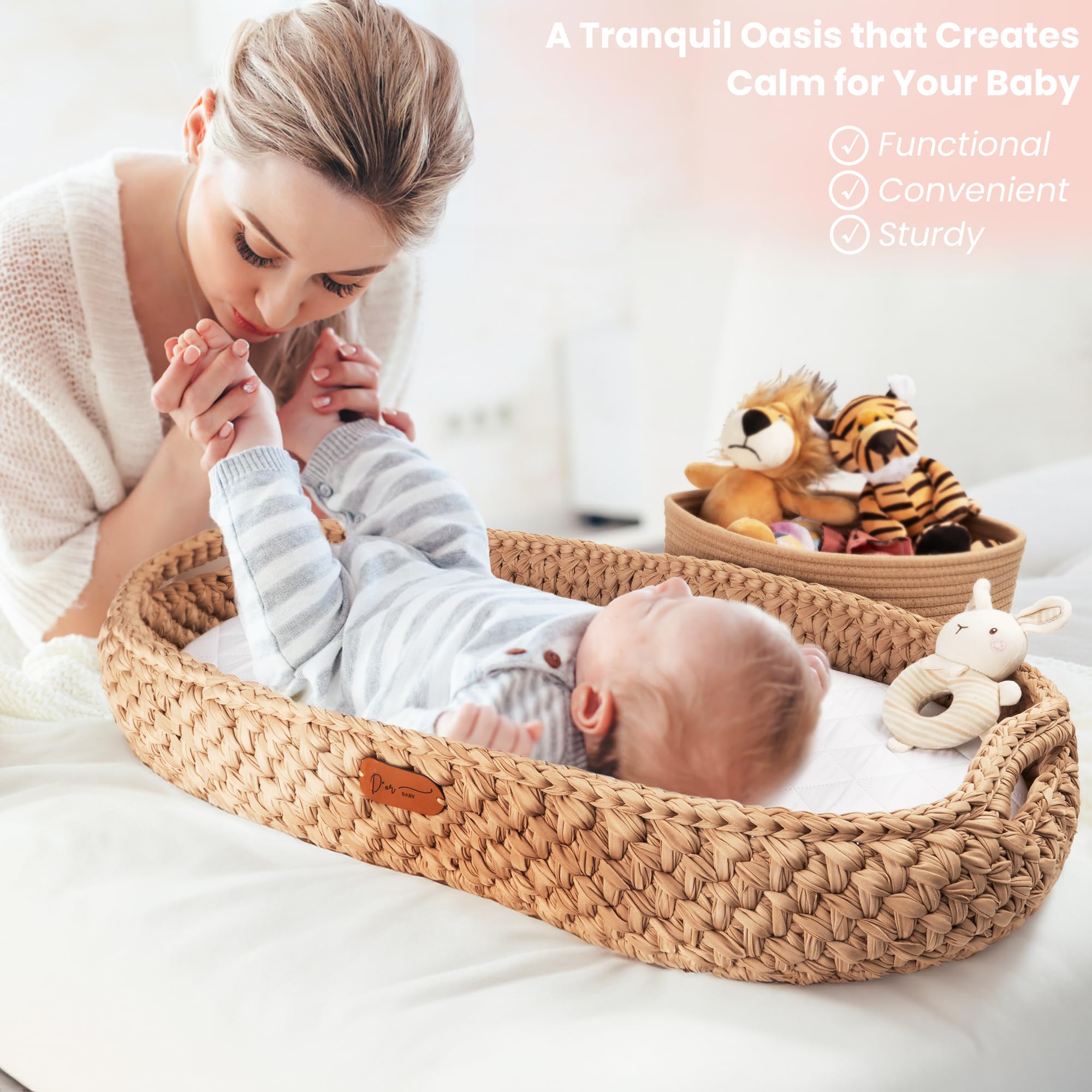 D'OR BABY waterproof cover pad for easy wipe-clean changing.