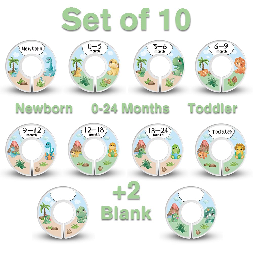 Dabancy dinosaur closet divider for 0-3 months with quick size reference