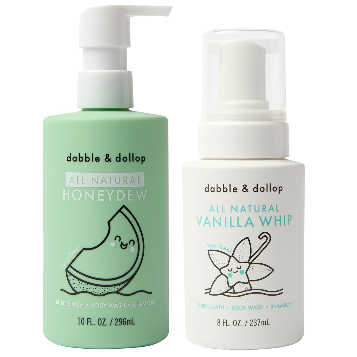 Dabble & Dollop Honeydew Melon bath gel bottle with refreshing scent for kids