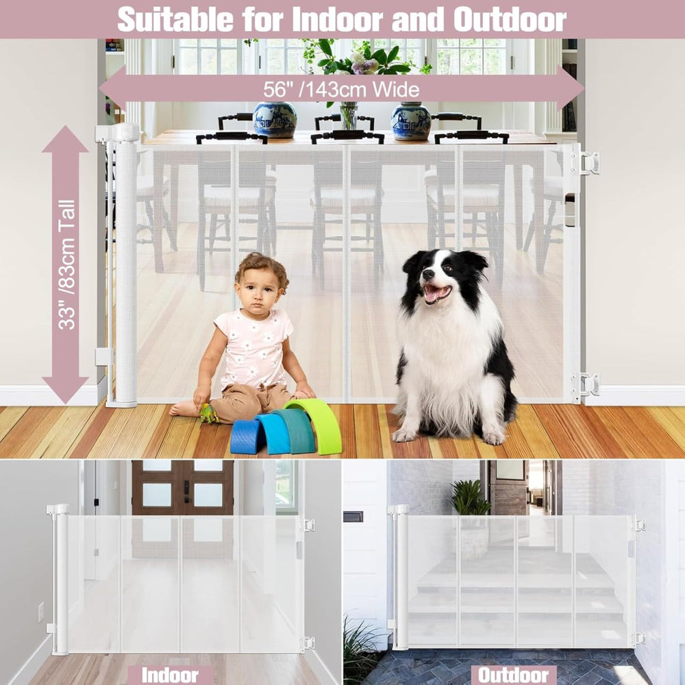 Dabormi 56-inch retractable gate neatly retracted to save space.
